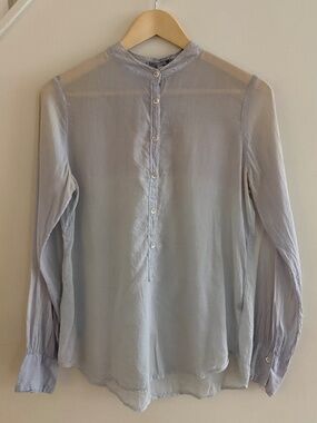 Gauzy Pale Blue Banded Collar blouse from Sundry - small